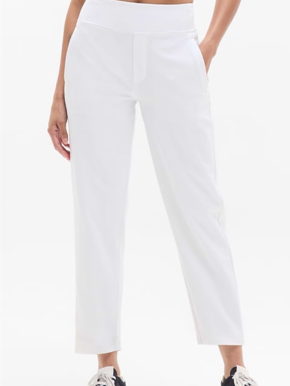 Athleta White Straight-Leg Cropped Pants